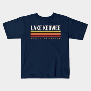 Lake Keowee South Carolina Retro Vintage Stripes Kids T-Shirt